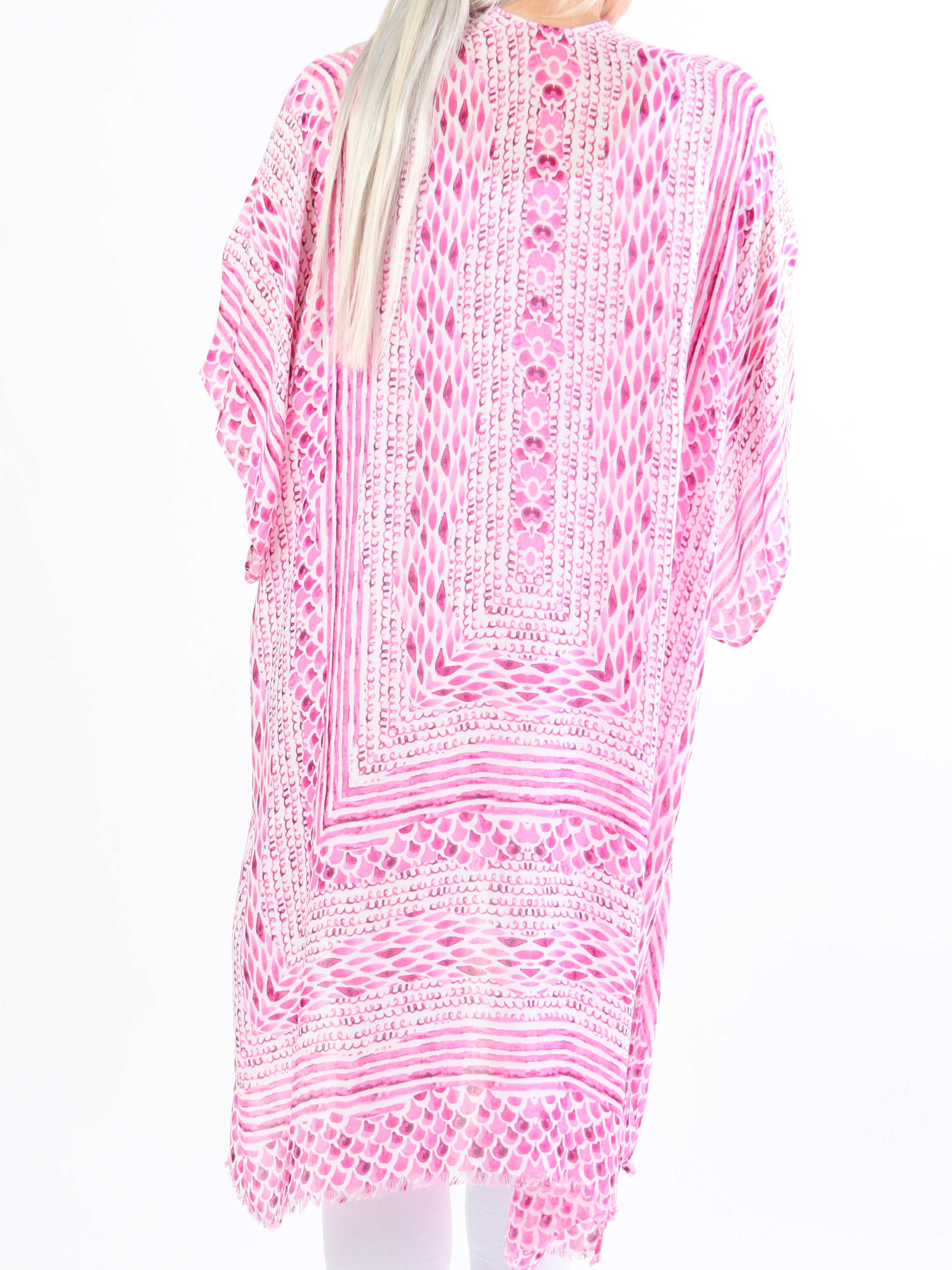 Alexandrine snake - Let og luftig plus size kimono i bomuld